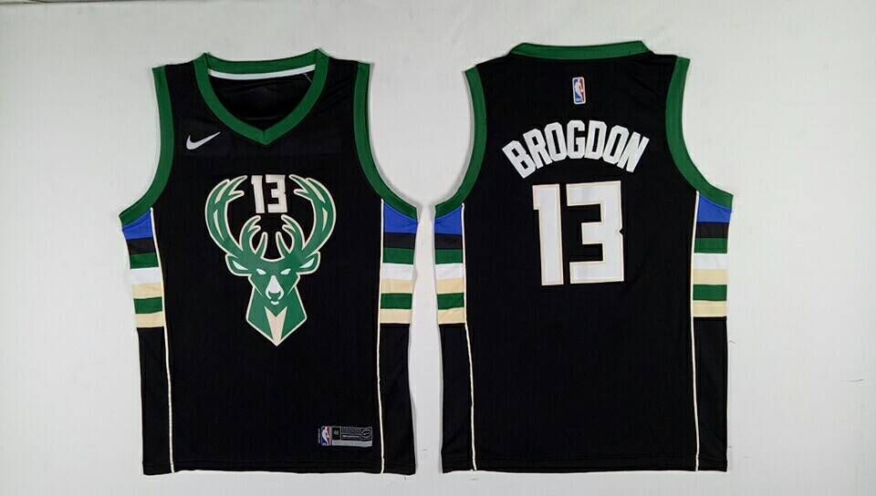 Men Milwaukee Bucks #13 Brogdon Black Nike NBA Jerseys